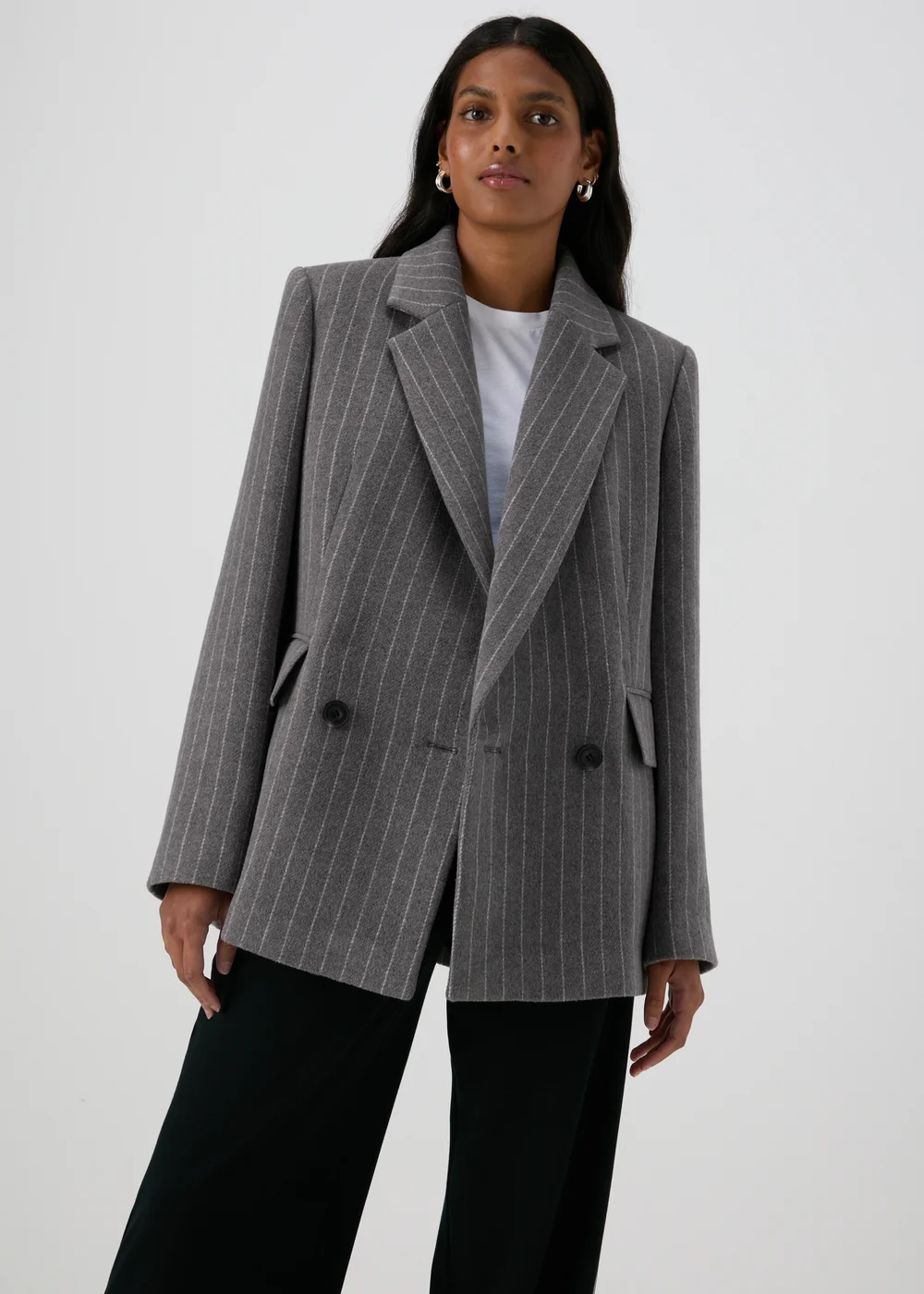 Grey Pinstripe Blazer - 8 Image 3