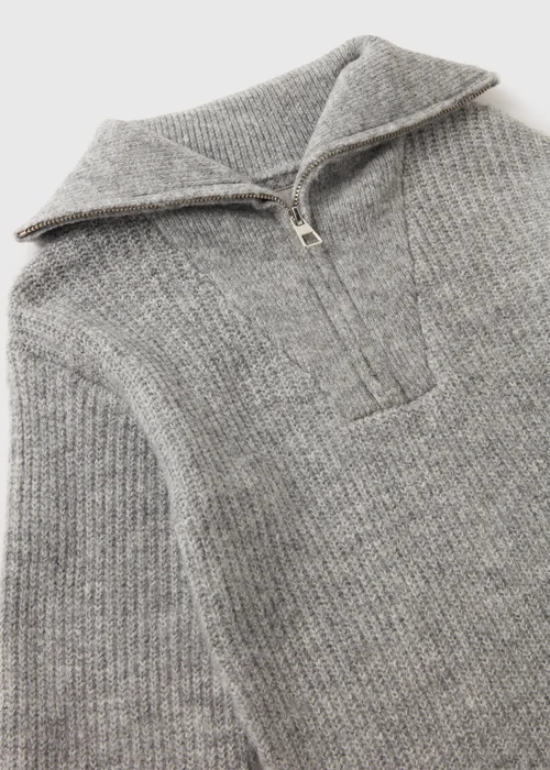 Girls Grey Knitted Zip Dress (7-15yrs) - Age 7 Years Image 2