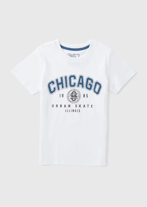 Boys White Chicago Varsity T-Shirt (7-15yrs) - 7 Yrs Image 1