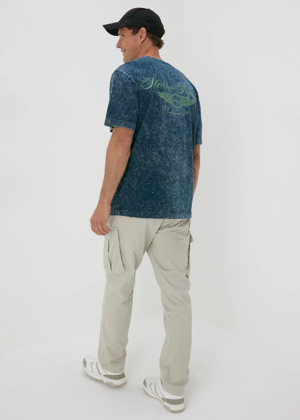 Blue Acid Wash T-Shirt - S Image 1