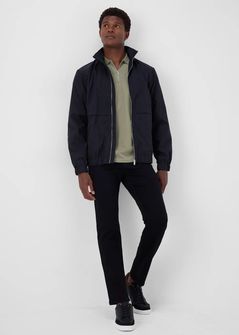 Khaki Plain Zip Polo Shirt - S Image 4