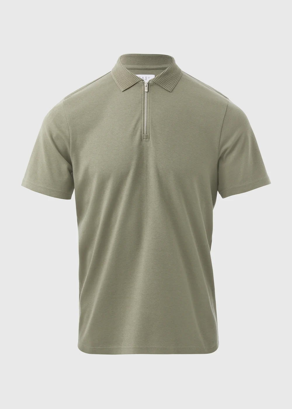 Khaki Plain Zip Polo Shirt - S Image 5