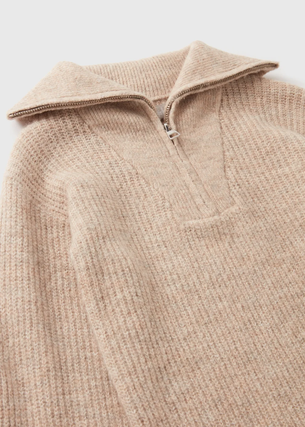 Girls Beige Knitted Zip Dress (7-15yrs) - Age 7 Years Image 2