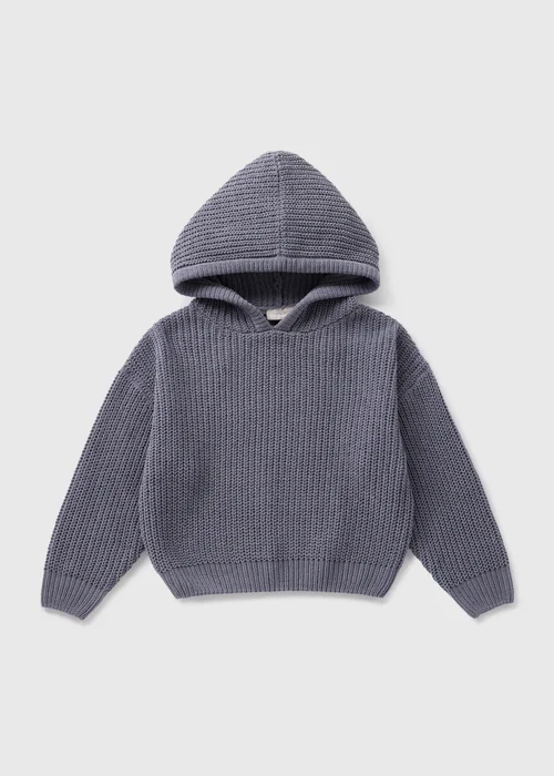 Girls Charcoal Chenille Knitted Hoodie (7-15yrs) - Age 7 Years Image 1