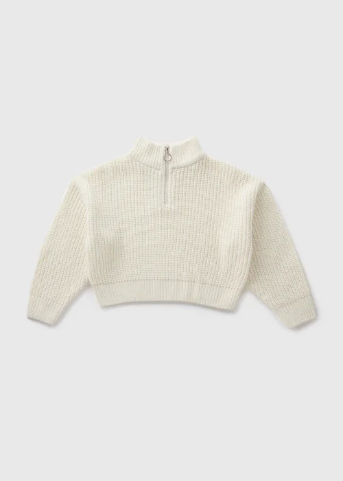 Girls Cream Half Zip Knit Jumper (7-15yrs) - 7 Yrs Image 1
