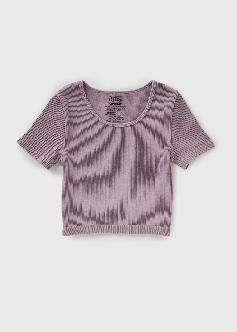 Girls Purple Acid Wash Seamless Top (7-15yrs) - S Image 1