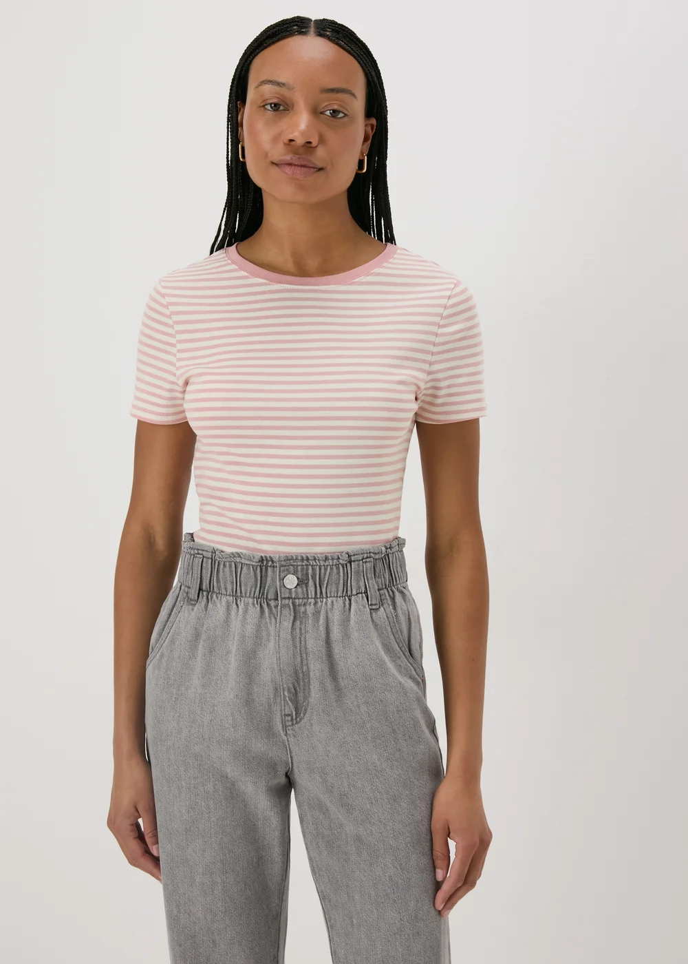 Pink Stripe Fitted T-Shirt - Size 8 Image 1