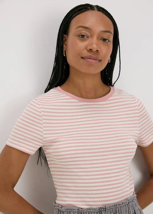 Pink Stripe Fitted T-Shirt - Size 8 Image 3