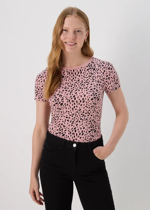 Pink Spot Print Fitted T-Shirt - 8 Image 1