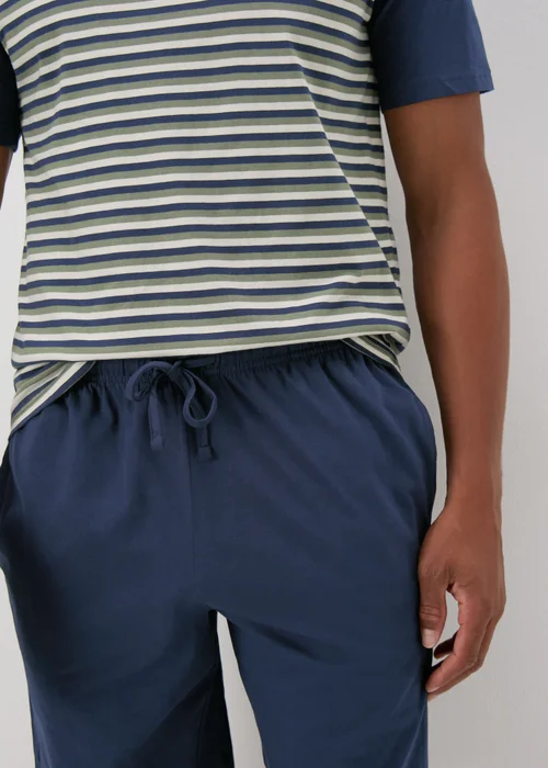 Navy Striped Top & Shorts Pyjama Set - Extra small Image 3