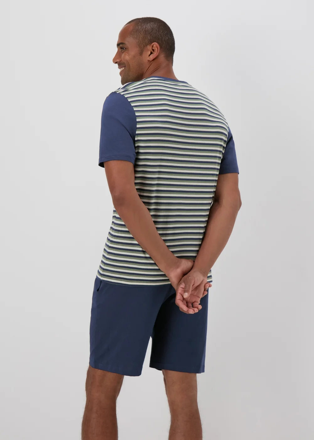 Navy Striped Top & Shorts Pyjama Set - Extra small Image 2