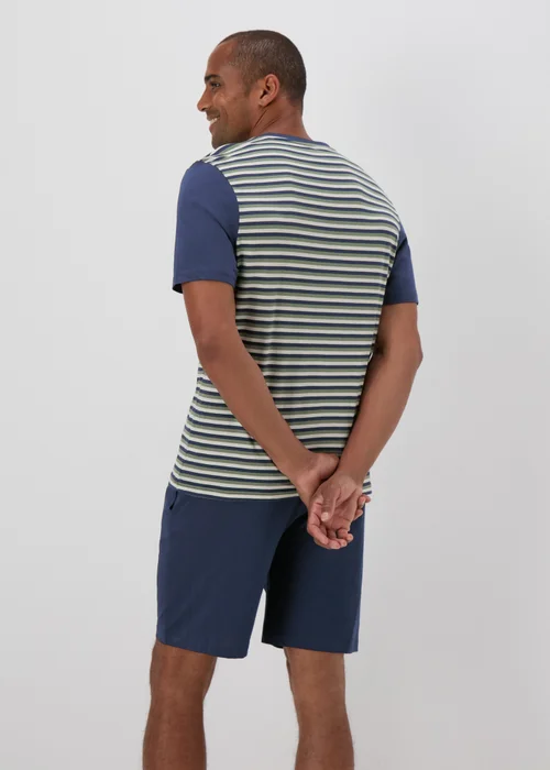 Navy Striped Top & Shorts Pyjama Set - Extra small Image 2