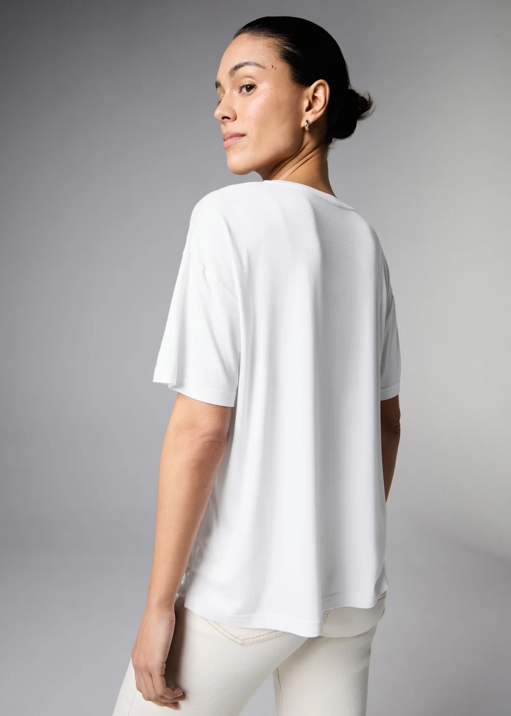 White Longline T-Shirt - S Image 2