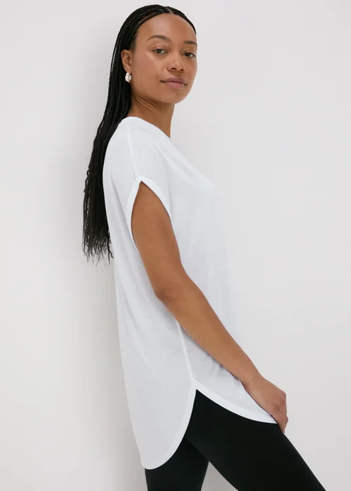 White Longline T-Shirt - S Image 1