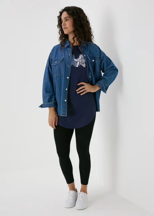 Navy Star Graphic Longline T-Shirt - S Image 4