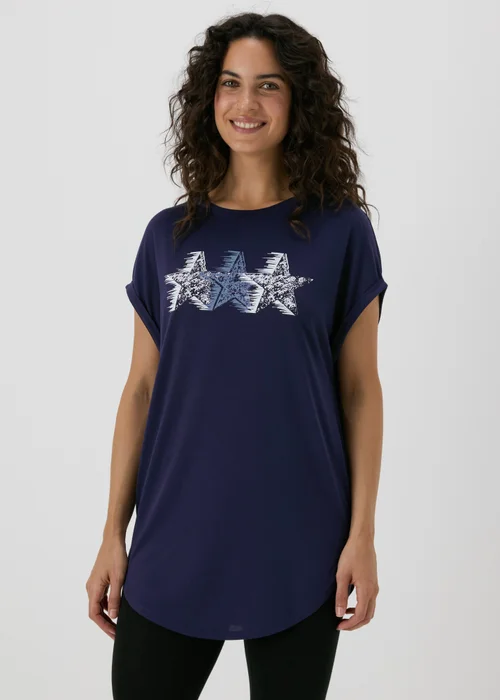 Navy Star Graphic Longline T-Shirt - S Image 1