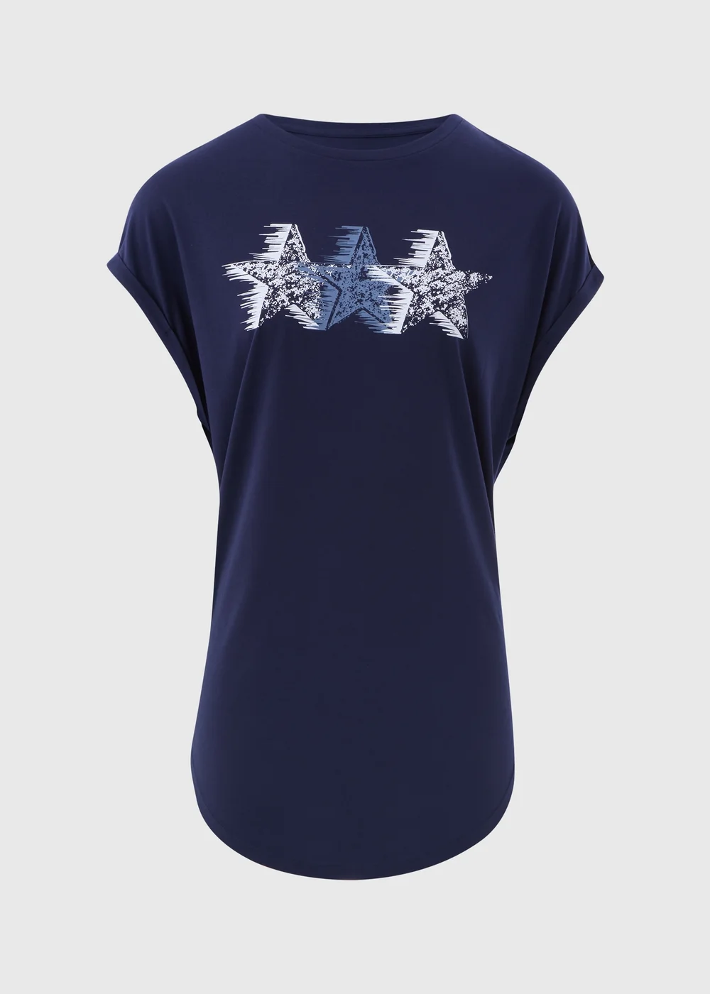 Navy Star Graphic Longline T-Shirt - S Image 5