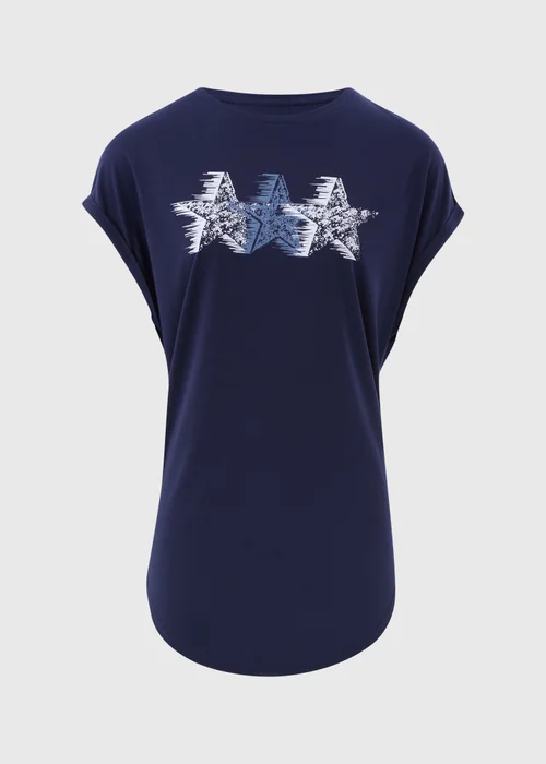 Navy Star Graphic Longline T-Shirt - S Image 5