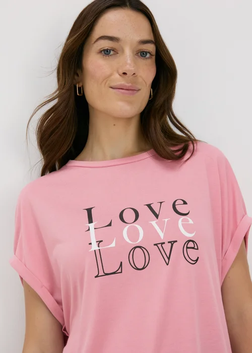 Pink Love Graphic Longline T-Shirt - Small Image 3