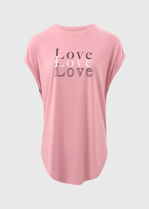 Pink Love Graphic Longline T-Shirt - Small Image 5