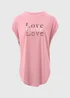 Pink Love Graphic Longline T-Shirt - Small Image 5