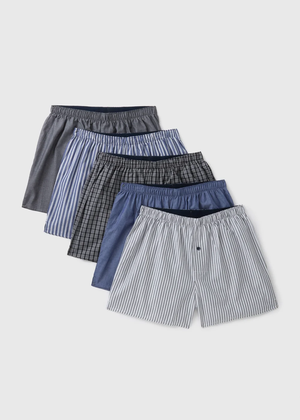 5 Pack Multi Check Print Cotton Woven Boxers - S Image 1