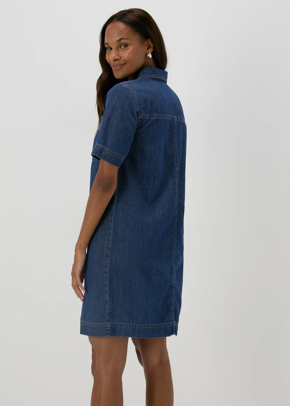 Dark Wash Denim Zip Front Mini Dress - 8 Image 2