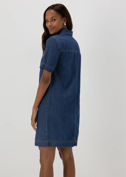 Dark Wash Denim Zip Front Mini Dress - 8 Image 2