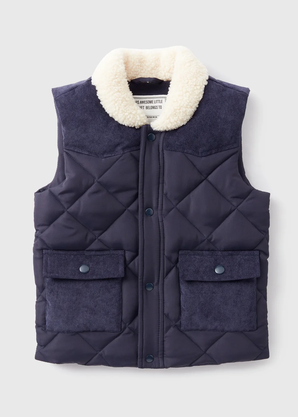 Boys Navy Faux Fur Collar Gilet (1-7yrs) - 1-1.5 Yrs Image 1