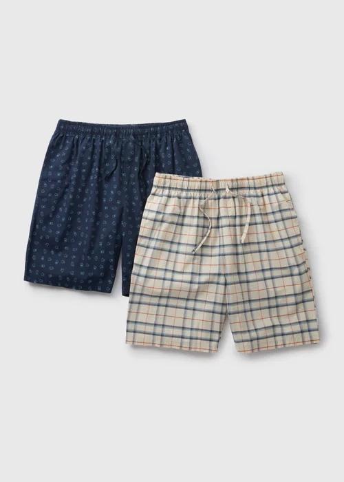 2 Pack Multicolour Patterned Pyjama Shorts - Small Image 3