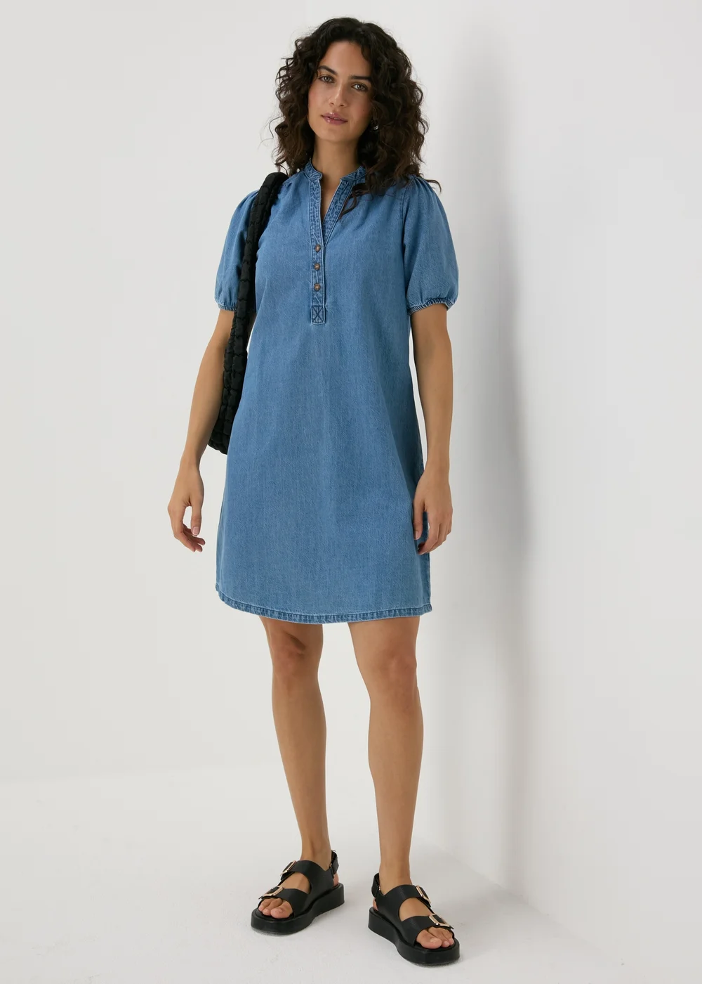 Mid Wash Denim Mini Dress - Size 8 Image 4