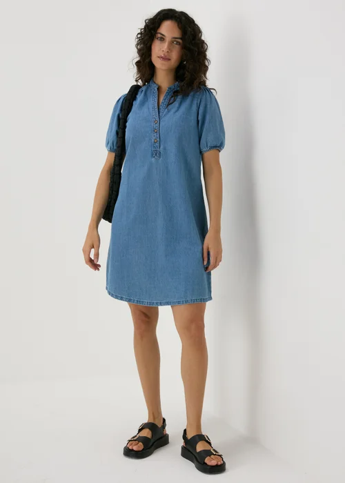 Mid Wash Denim Mini Dress - Size 8 Image 4