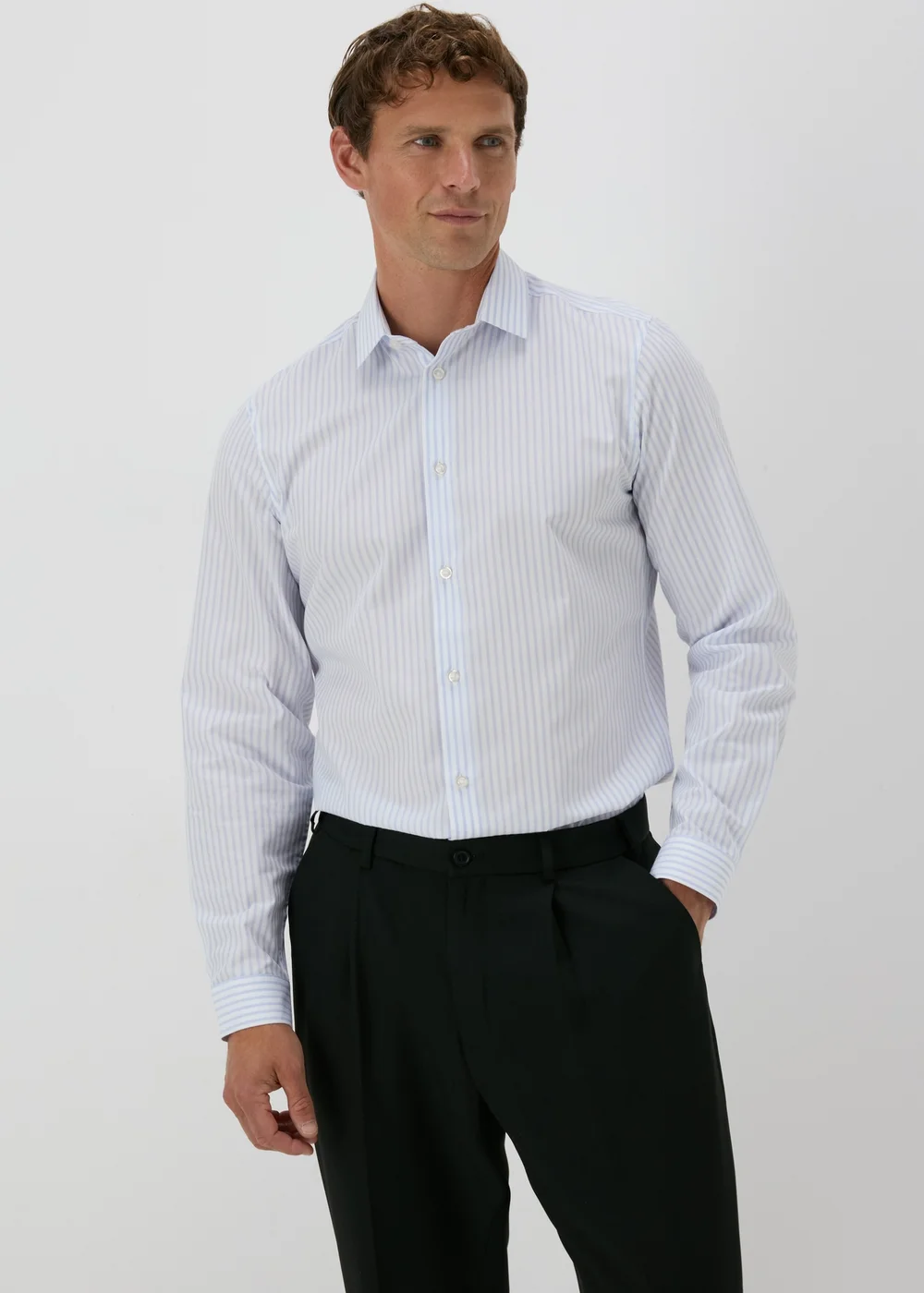 Taylor & Wright Blue Stripe Slim Fit Shirt - 2XL Image 1