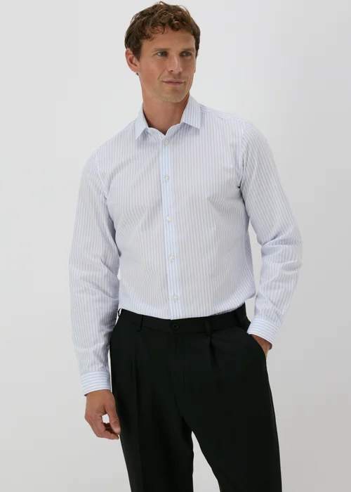 Taylor & Wright Blue Stripe Slim Fit Shirt - 2XL Image 1