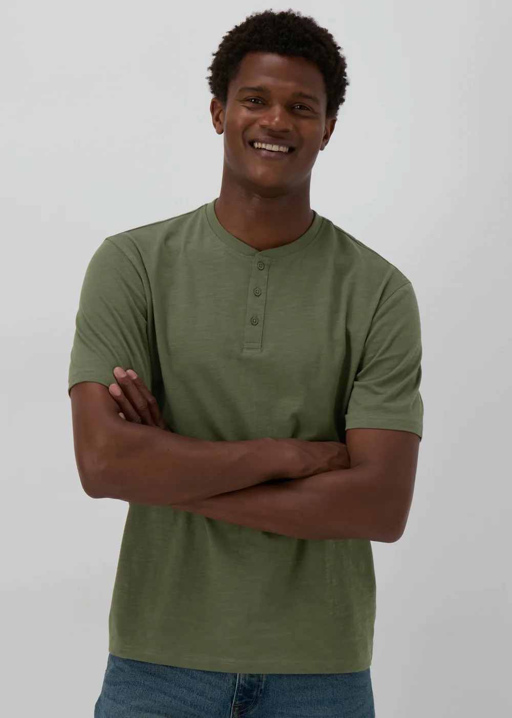 Khaki Grandad T-Shirt - S Image 1