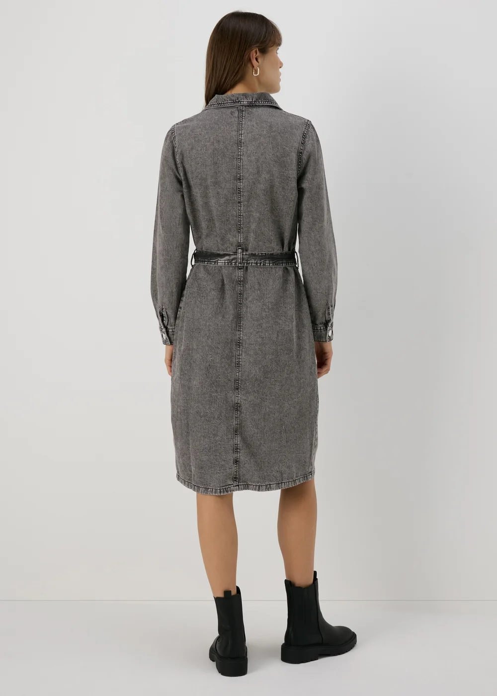 Grey Denim Shirt Midi Dress - 8 Image 2