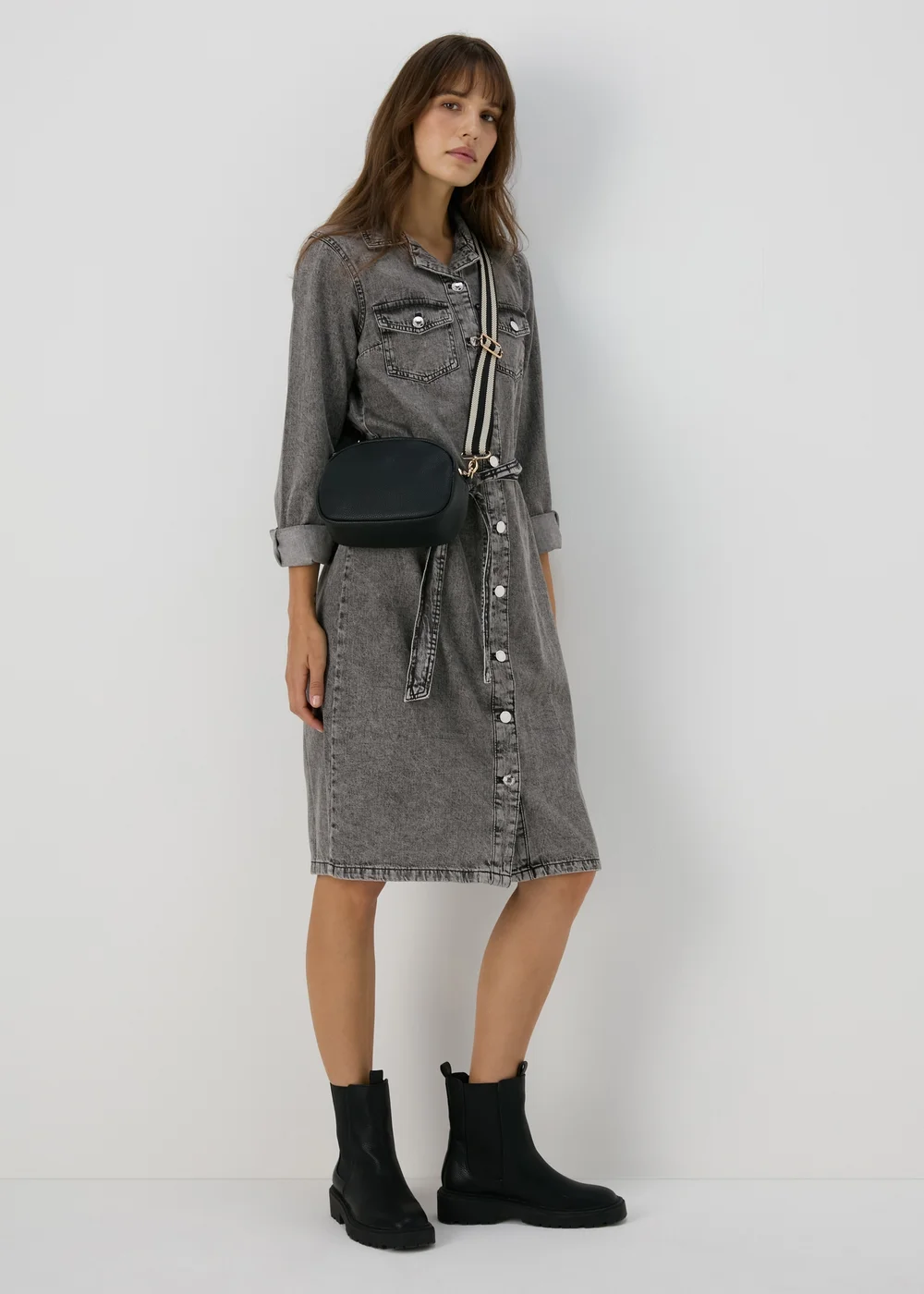 Grey Denim Shirt Midi Dress - 8 Image 4