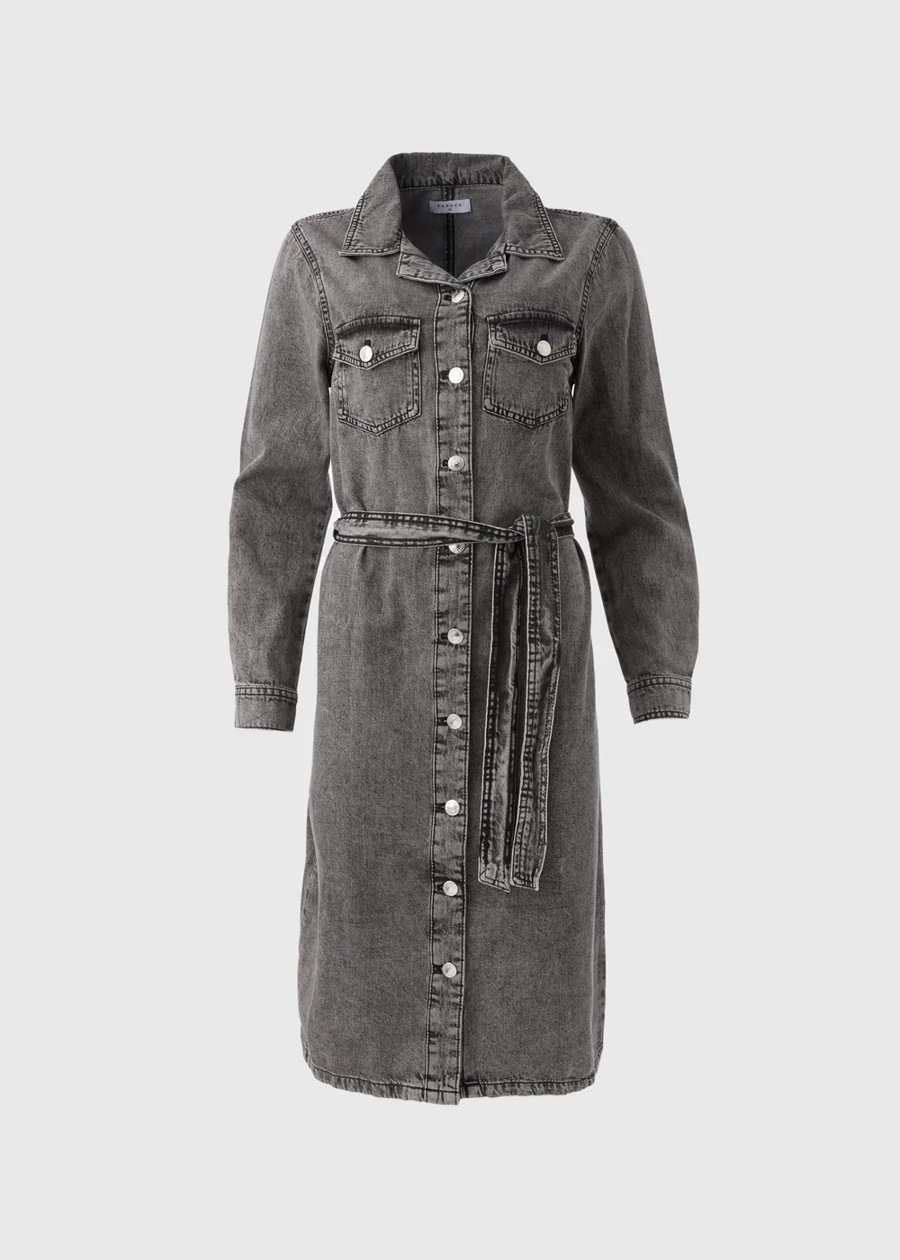 Grey Denim Shirt Midi Dress - 8 Image 5