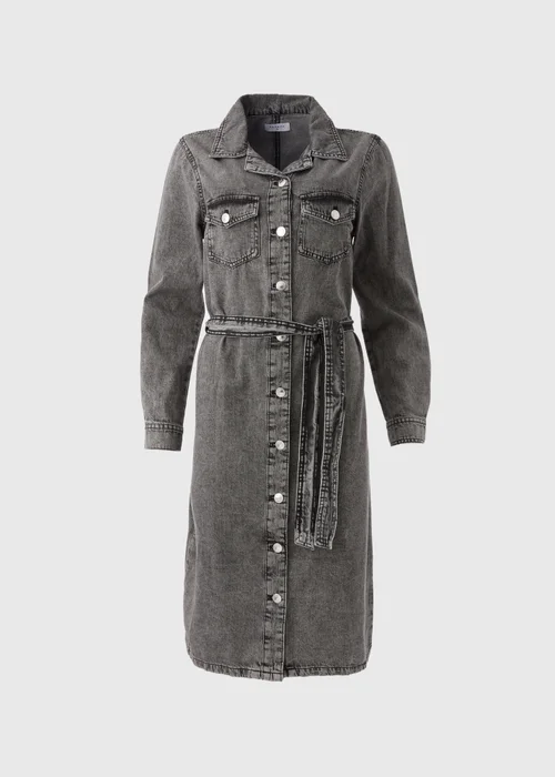 Grey Denim Shirt Midi Dress - 8 Image 5