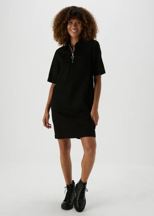 Black Denim Zip Mini Dress - 8 Image 1