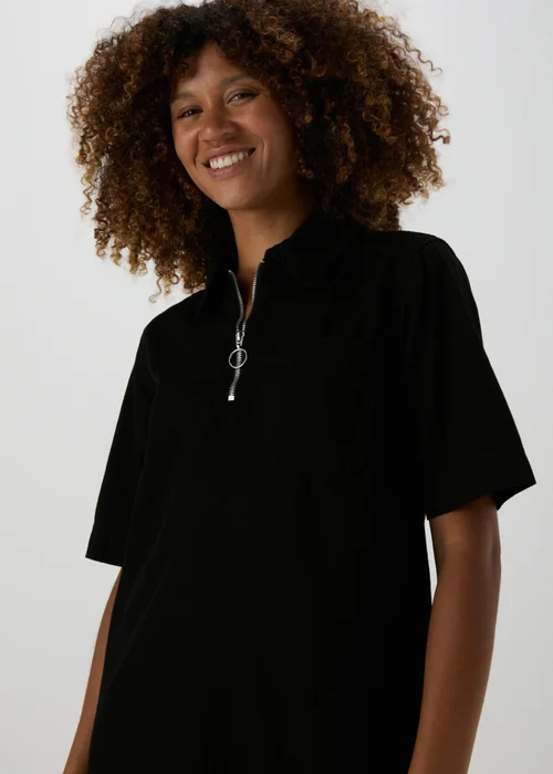 Black Denim Zip Mini Dress - 8 Image 3
