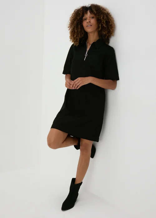 Black Denim Zip Mini Dress - 8 Image 4