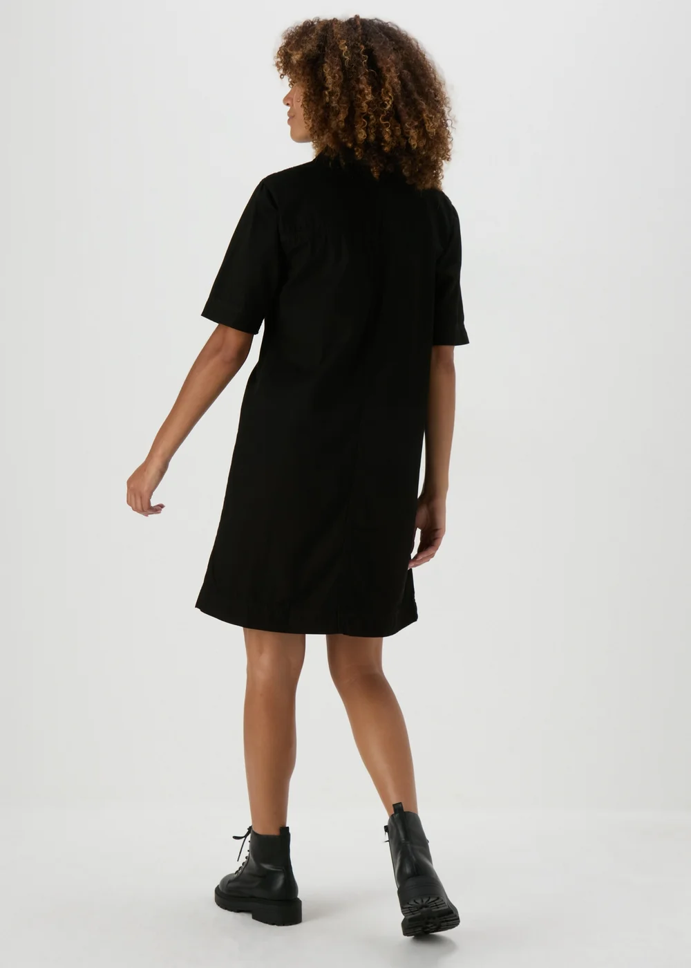 Black Denim Zip Mini Dress - 8 Image 2