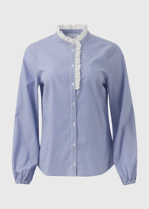 Blue Stripe Frill Neck Shirt - 8 Image 5