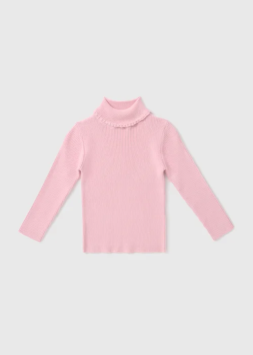 Girls Pink Knit Roll Neck Jumper (1-7yrs) - 1-1.5 Yrs Image 1