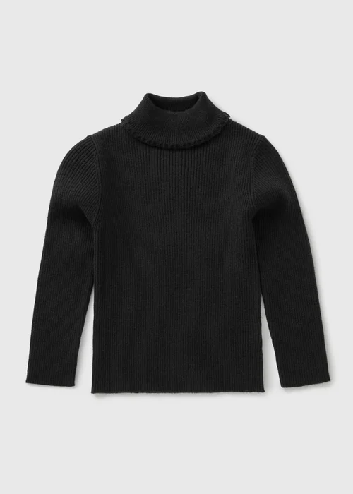 Girls Black Knit Roll Neck Jumper (1-7yrs) - 1-1.5 Yrs Image 1
