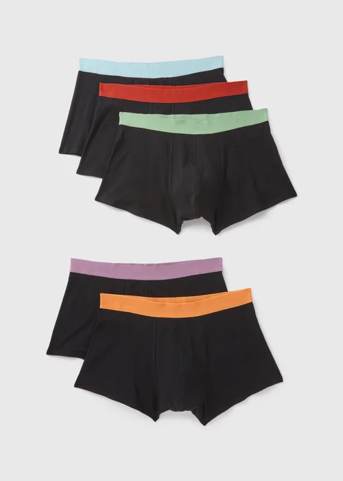 5 Pack Black Bright Waistband Hipsters - XS Image 1