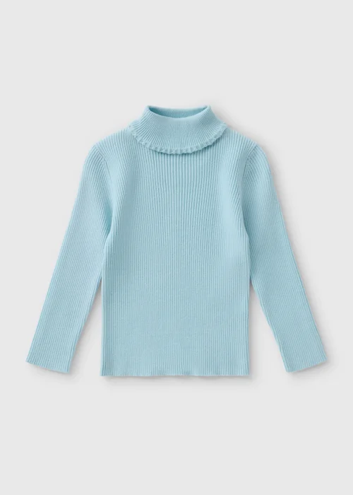 Girls Blue Roll Neck Knitted Top (1-7yrs) - 1-1.5 Yrs Image 1