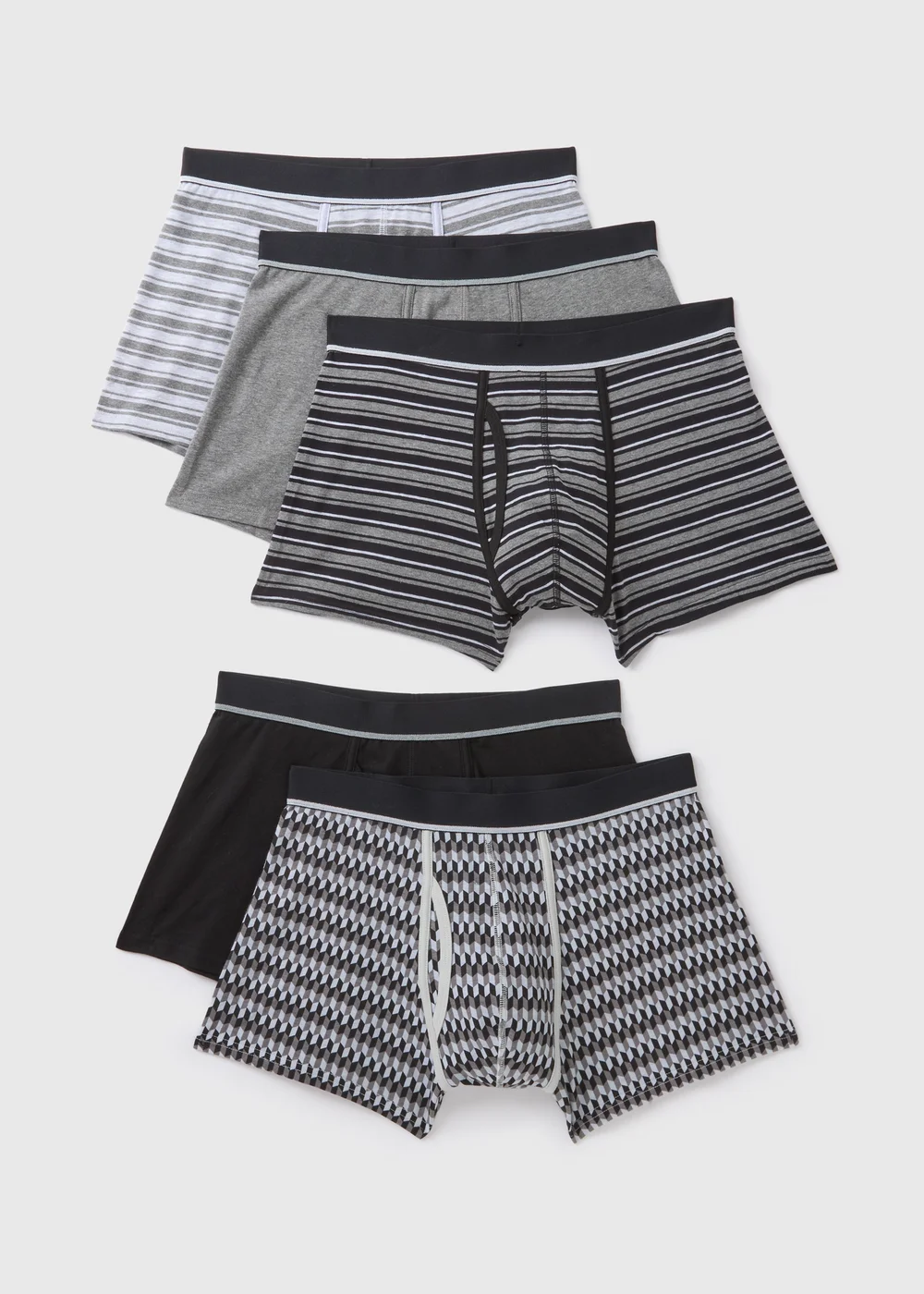 5 Pack Grey Keyhole Patterned Boxers - XS Image 1