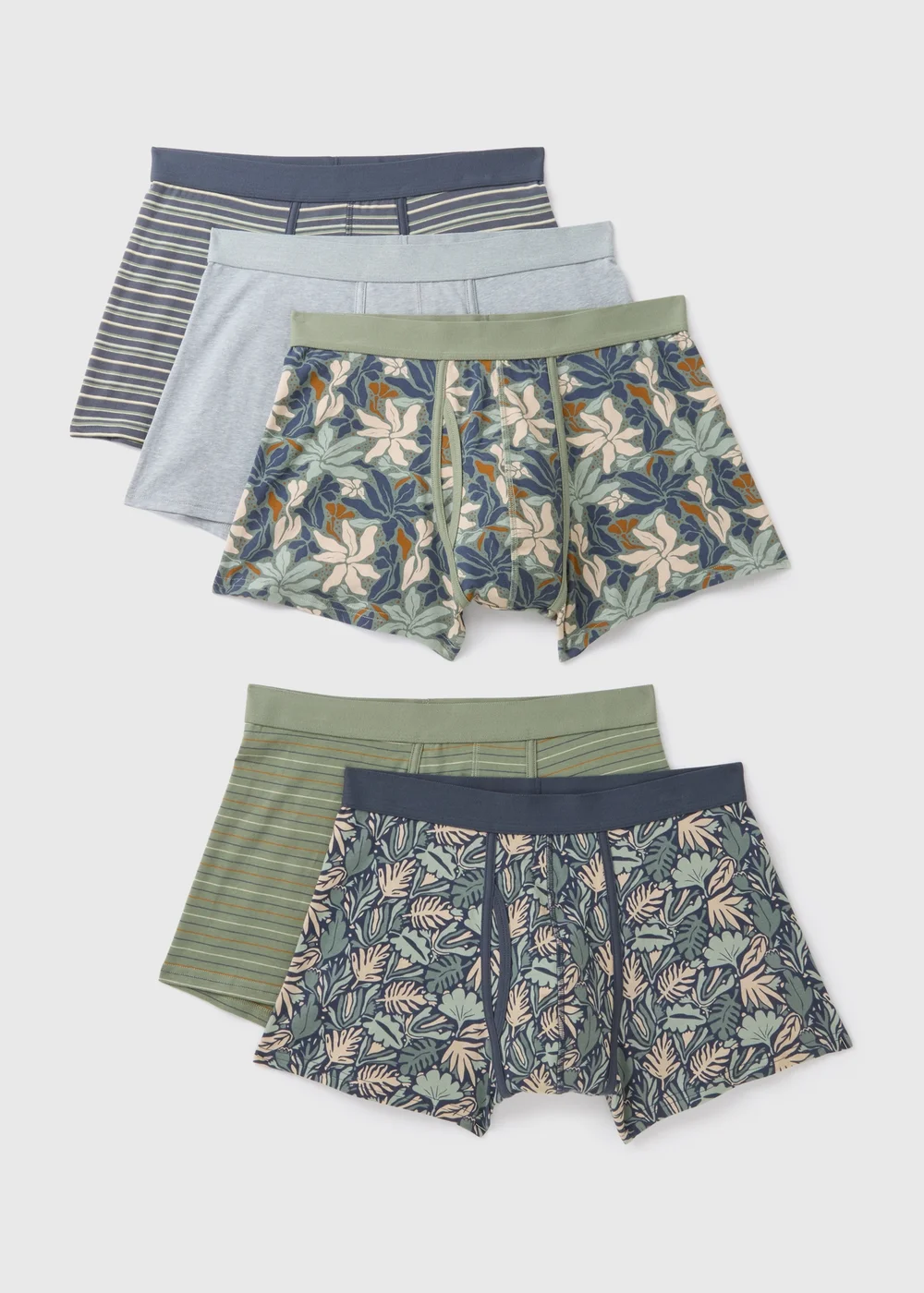 5 Pack Multicolour Leaf Print Keyhole Boxers - XS Image 1